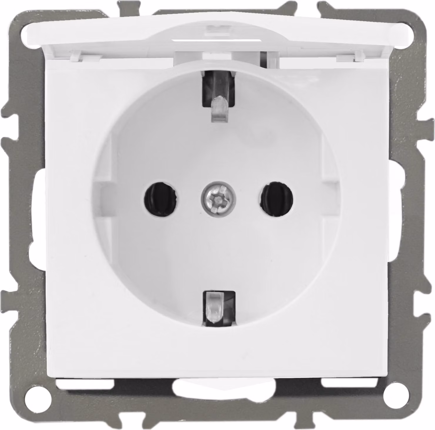 Prese di corrente Schuko 230V con coperchio, serie QUADRA, colore bianco