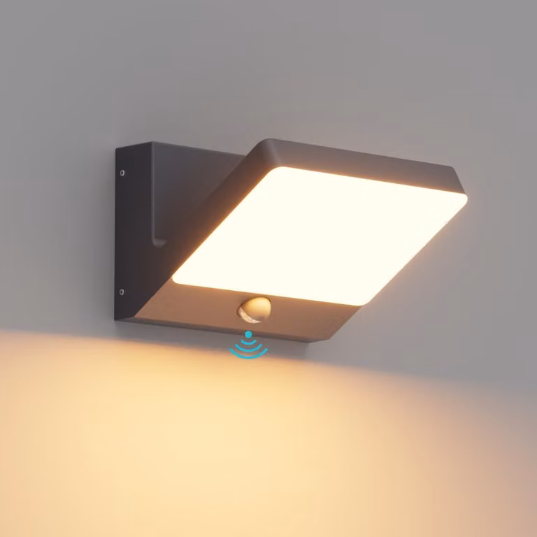 Lampada da parete esterna a LED, 30 W, 1700 lumen, 3000 K, grado di protezione IP65, colore antracite, con sensore di movimento