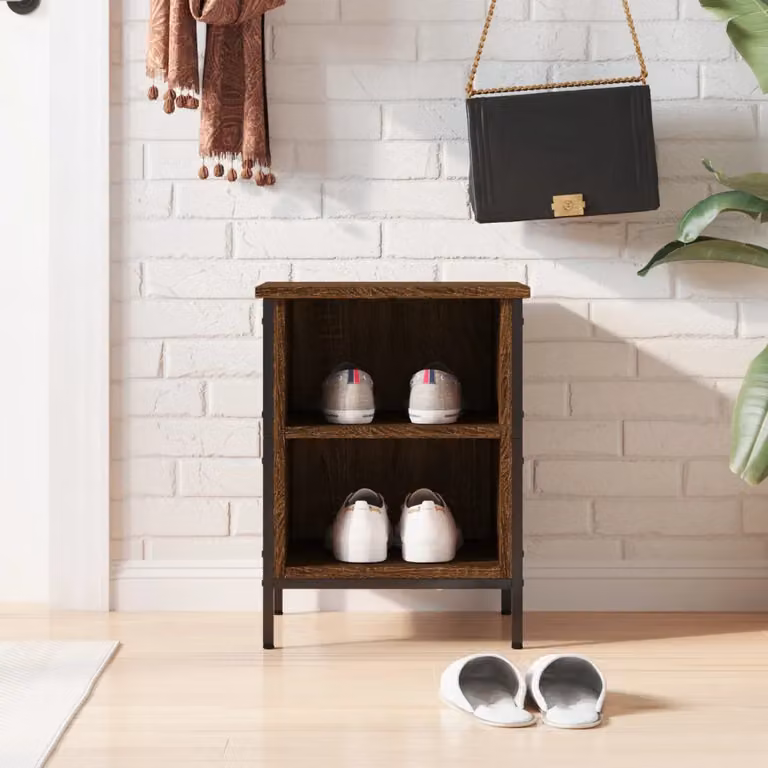 Scarpiera mobile vidaXL in stile industriale in legno e metallo, colore marrone