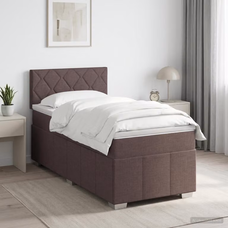 Maison Exclusive - Letto boxspring con materasso marrone scuro 90 x 200 cm Tessuto