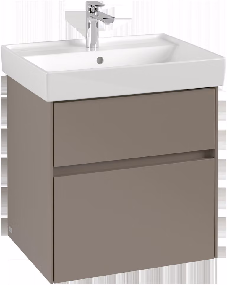 Villeroy & Boch Collaro Meuble sous-lavabo, 2 tiroirs, lavabo au centre, avec éclairage, 554x546x444mm, C008B0VN, C008B0VN
