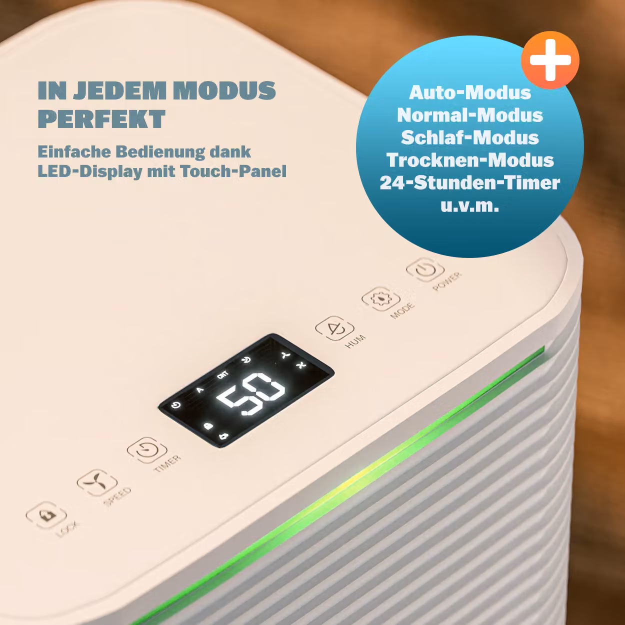 Deumidificatore elettrico monzana® bianco con capacità 12L, timer 24 ore, modalità auto, sleep e scarico continuo, L: 44,5 cm, P: 25,5 cm, H: 22 cm – 3