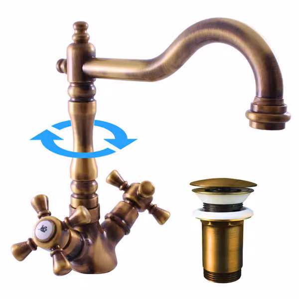 Slezák-RAV: Miscelatore per lavabo Morava Stará Brass MK321.5/8SM flessibile 3/8''