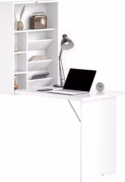 Scrivania a muro pieghevole Zephmum bianca L: 93.8 cm, P: 60 cm, H: 147 cm