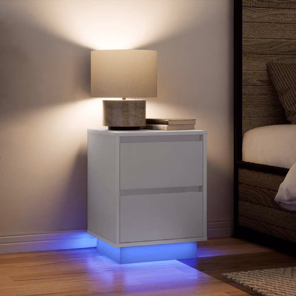 Set di 2 comodini vidaXL bianchi con luci LED integrate per camera da letto, design moderno e montaggio a parete, L/P/H: 38 x 34 x 50 cm