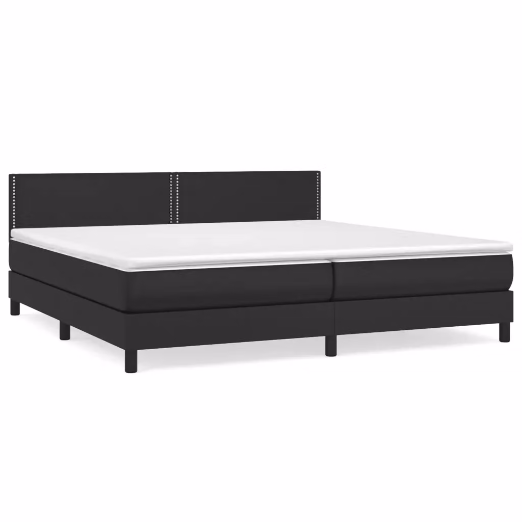 Letto matrimoniale con giroletto a molle e materasso ibrido vidaXL in similpelle nero, L/P/H: 200 x 200 x 78 cm – 2