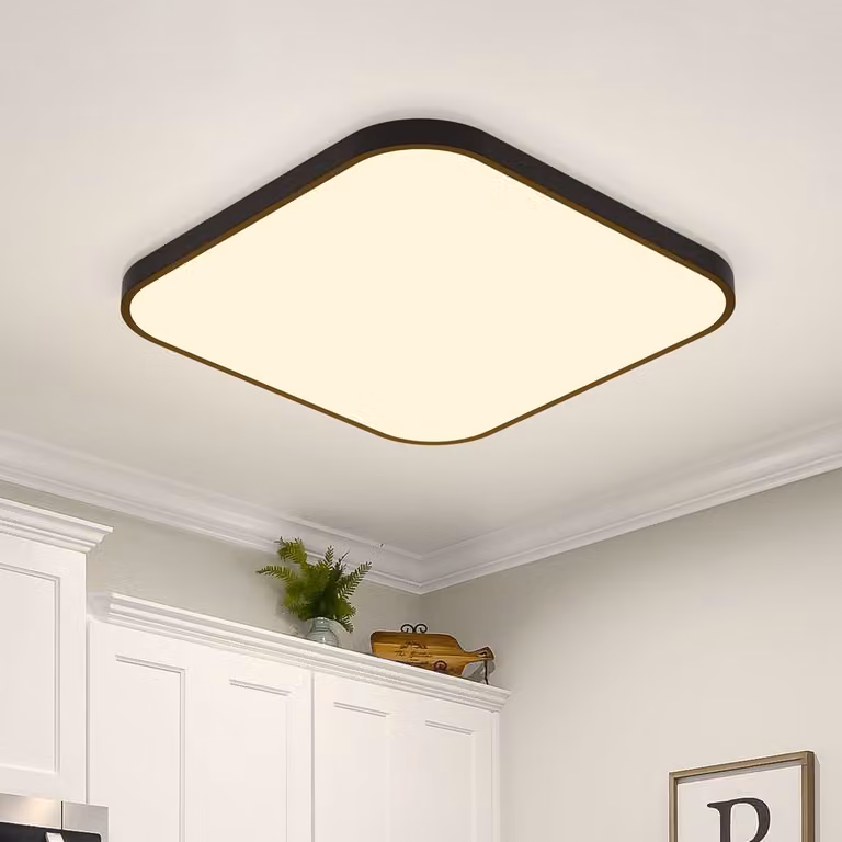 ZMH Lampada da soffitto a LED piatta 19 W 27 cm, luce bianca calda, illuminazione da soffitto, lampada da corridoio quadrata, nera, per camera da letto, cucina e corridoio