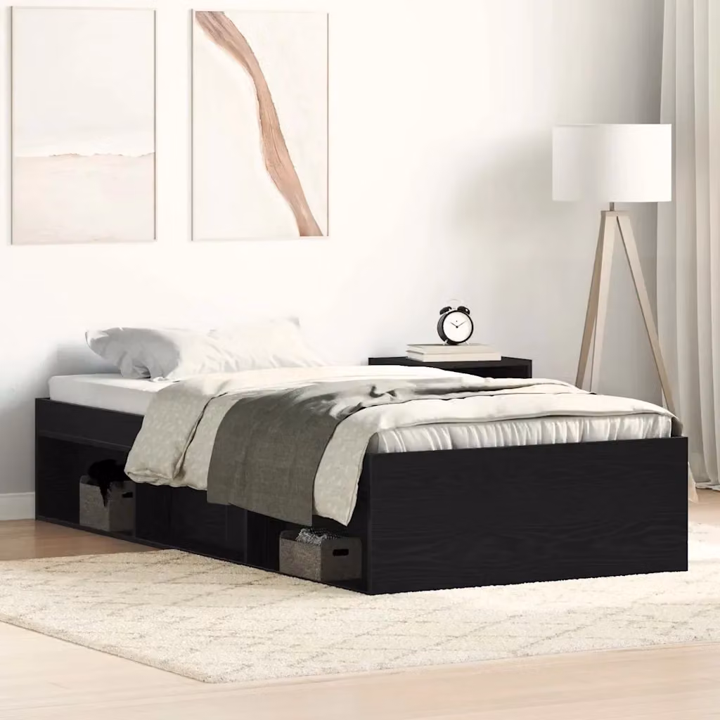 Letto singolo per adulti Design In in legno e MDF nero con doghe fisse L/P/H: 200 x 100 x 35 cm – 2