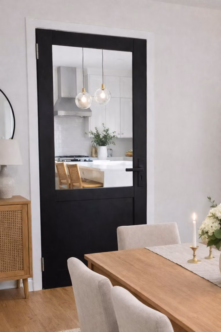 Bloc porte atelier nero senza meneau H204 x L73 cm, lato tavolo, p. destro, maniglia GD MENUISERIES