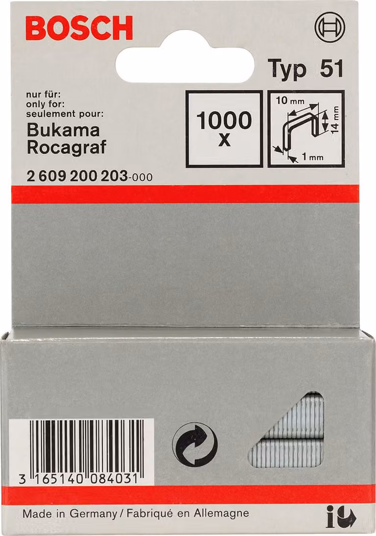 Bosch 1000 graffette tacker 14/10 mm tipo 51