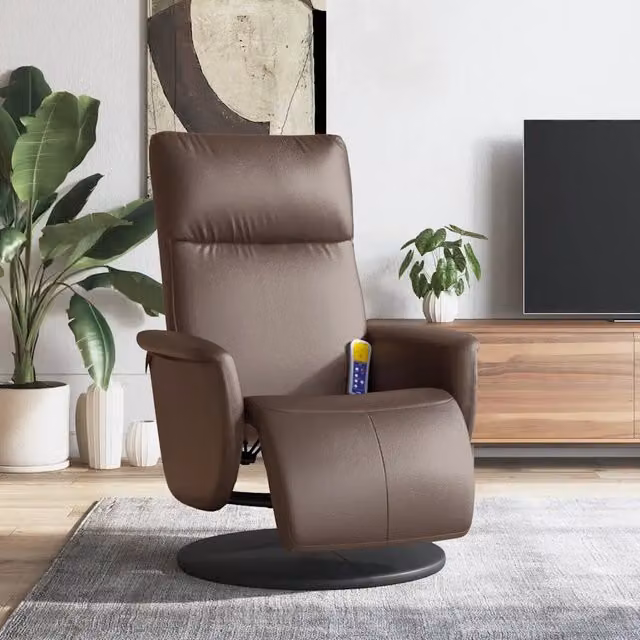 Poltrona Reclinabile Relax vidaXL in Similpelle Marrone con Poggiapiedi e Base Girevole 360 Gradi L/P/H: 71 x 90 x 105 cm – 1