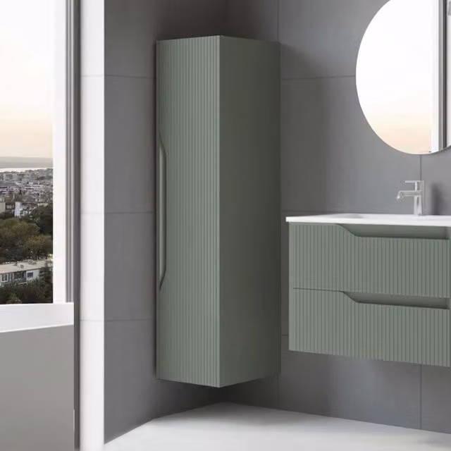 Colonna bagno sospesa Soho colore verde opaco effetto cannettato 35x30x120H