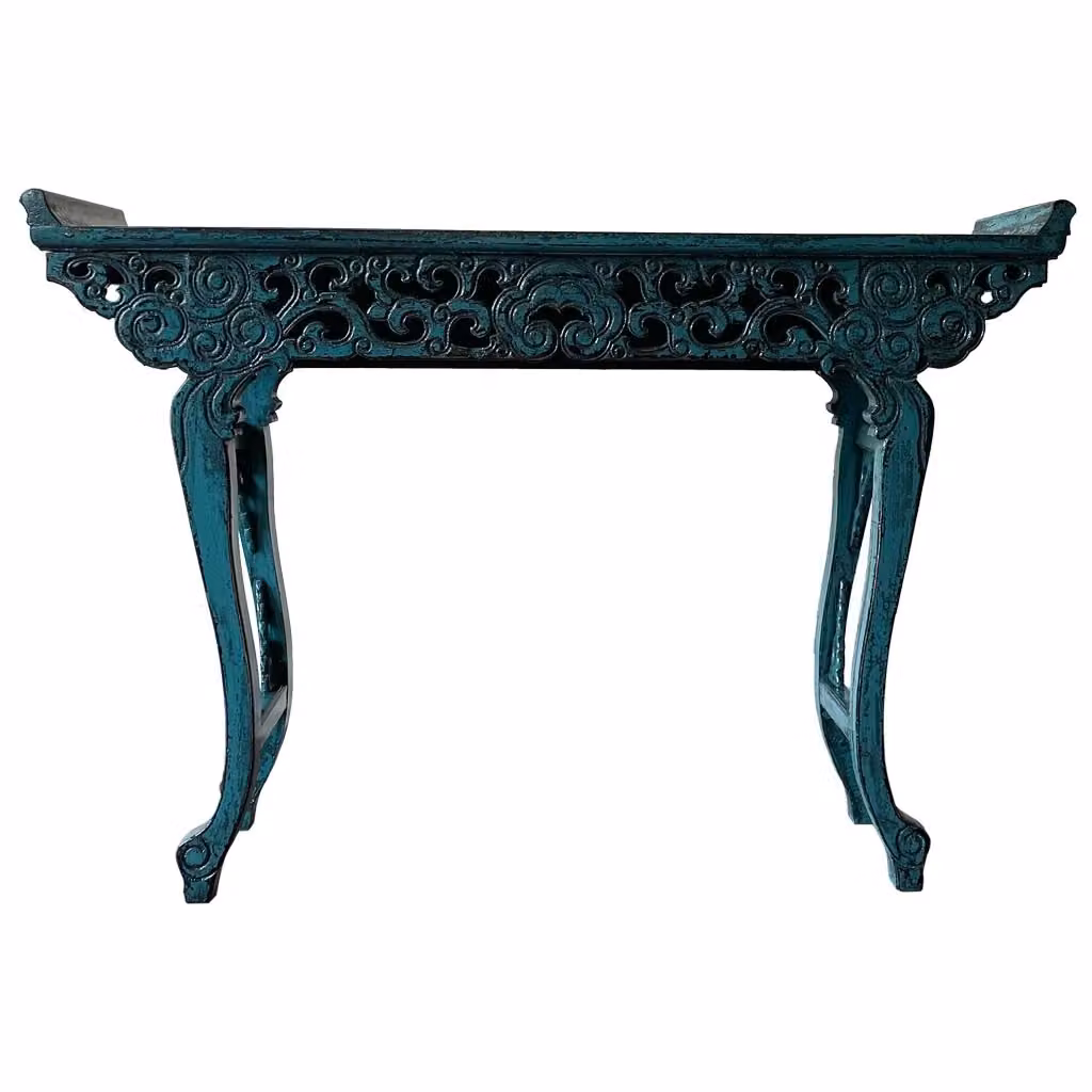 Mobile da ingresso Wanderlust Deco in legno con finitura laccata turchese e blu L: 154 cm, P: 35 cm, H: 86 cm – 2
