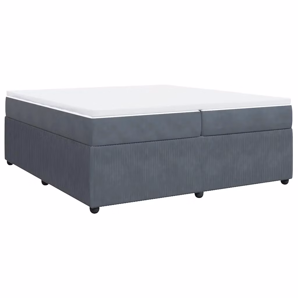 Letto a molle ibrido vidaXL con materasso in velluto grigio e bianco, struttura in legno di pino, L/P: 200 x 200 cm – 2