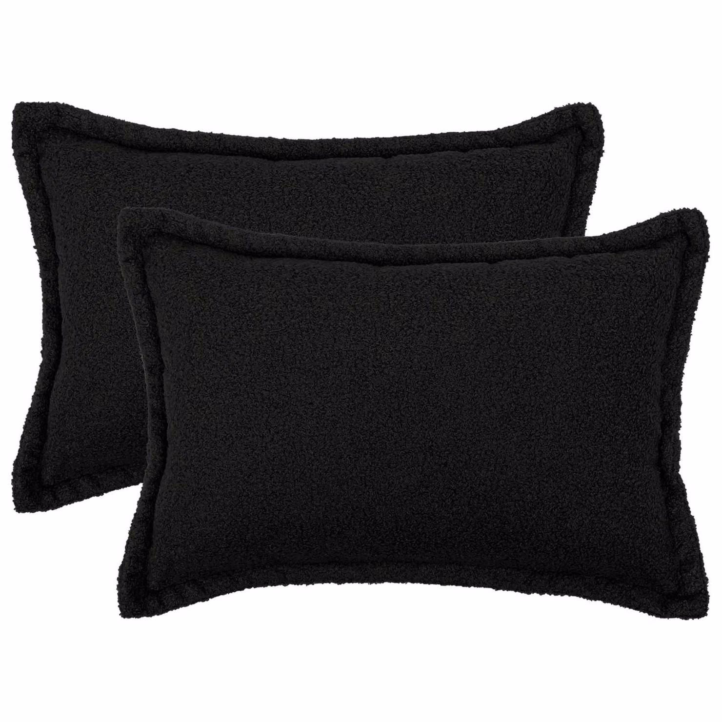 Set di 2 federe vidaXL HOUTEN in tessuto bouclé nero, L 50 cm x P 80 cm