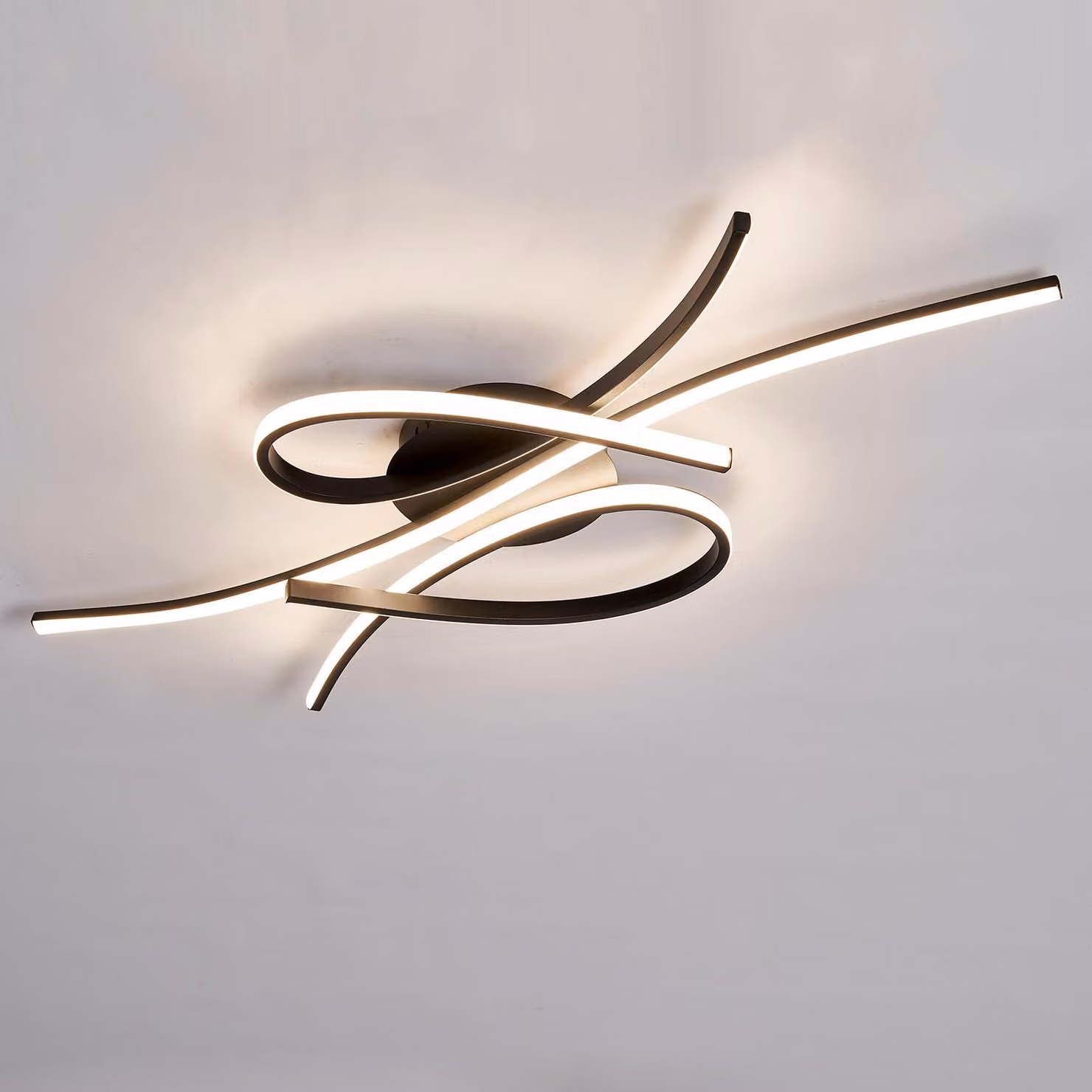 Plafoniera nera, dimmerabile, 2000 lumen, in alluminio, ideale per soggiorno e camera da letto, lampada a soffitto a LED