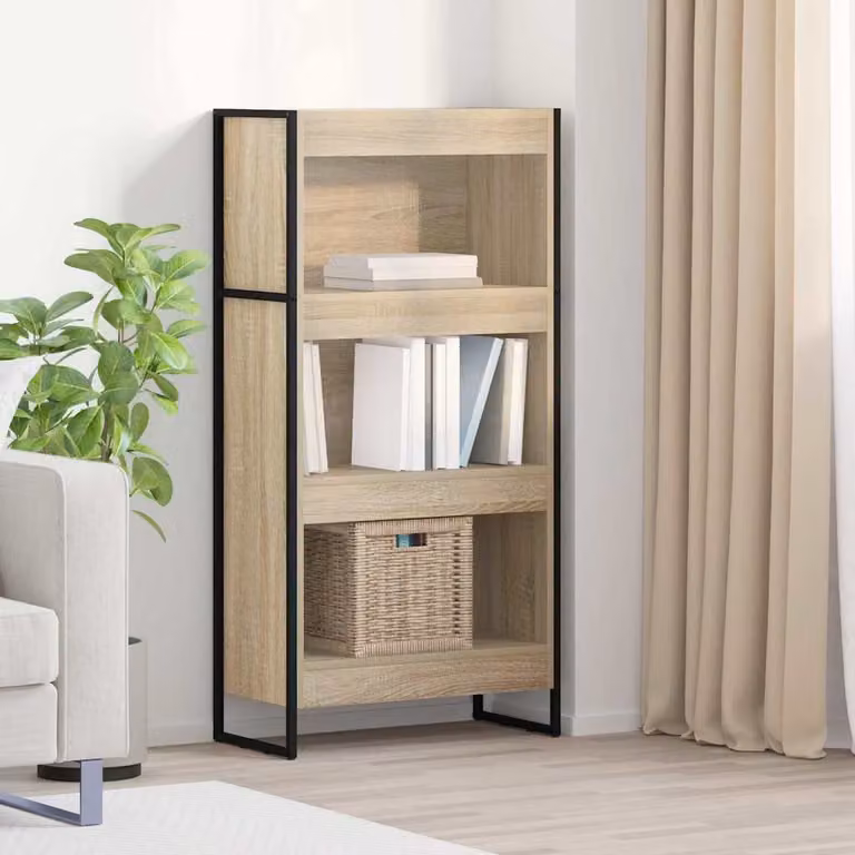 Armadio per libri vidaXL in stile industrial in legno ingegnerizzato e metallo, colore beige e marrone, L: 60 cm, P: 30 cm, H: 121 cm