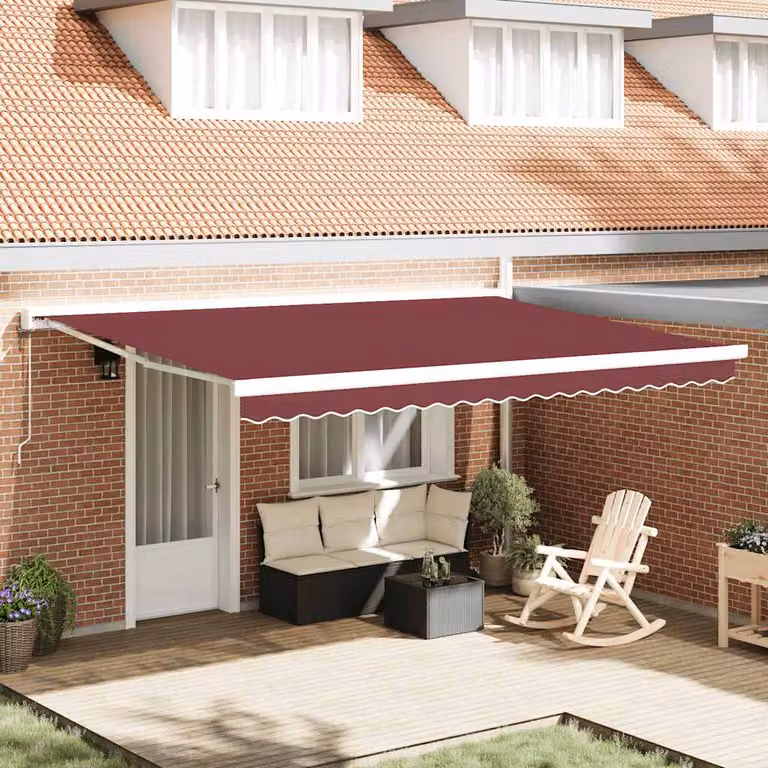 Tenda da Sole Retrattile Automatica con Motore vidaXL, Colore Rosso e Bianco, L: 450 cm, P: 300 cm