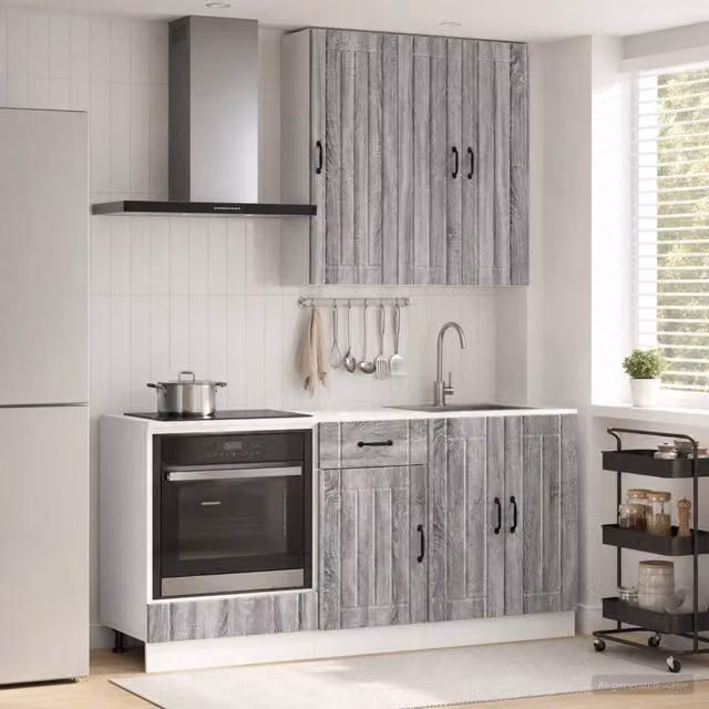 Unità cucina moderna vidaXL LUCCA composta da 5 pezzi in MDF grigio opaco