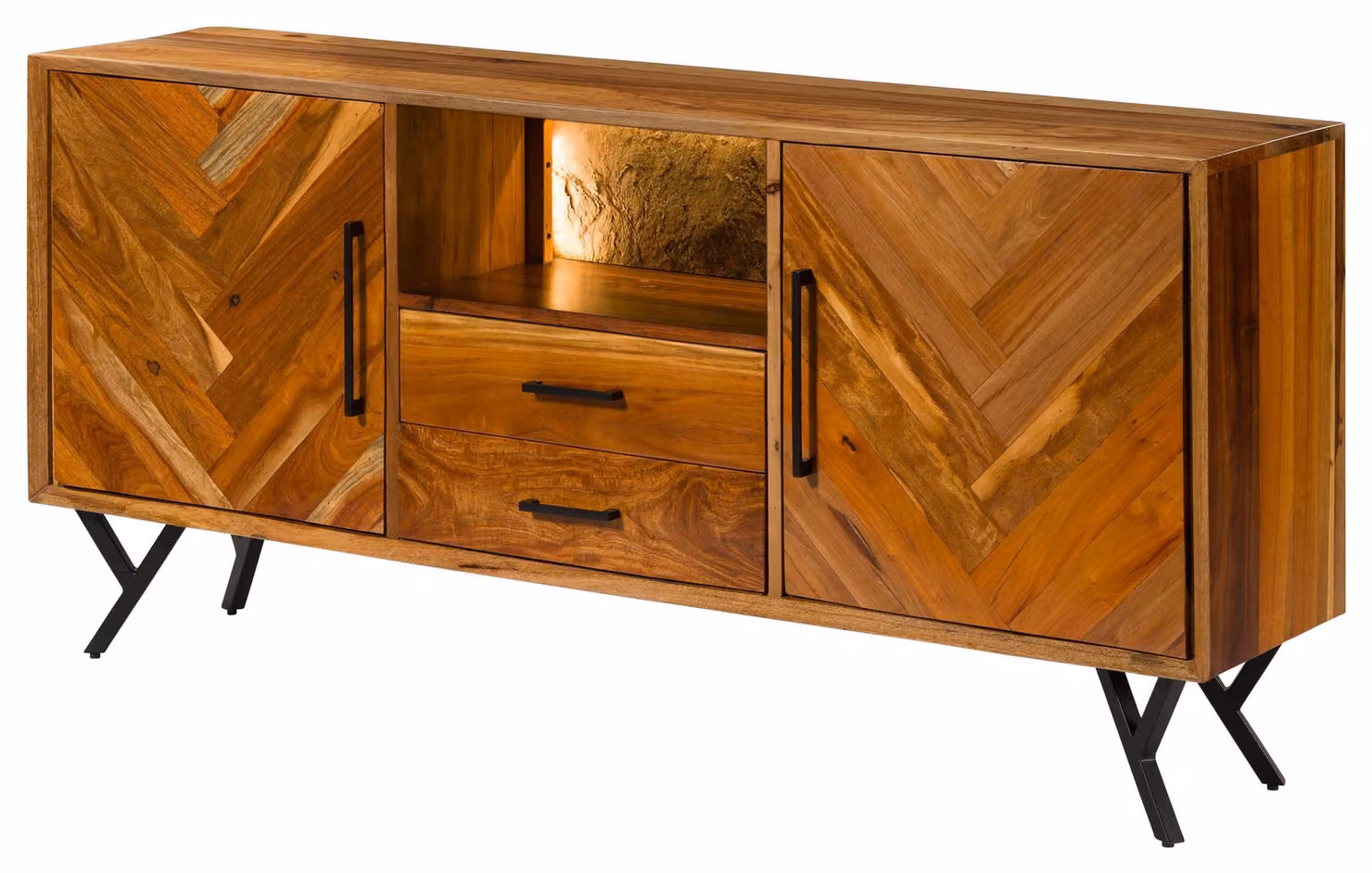 MASSIVMOEBEL24 | Credenza in legno di legno riciclato 180x40x81 laccato naturale AVIGNON #111