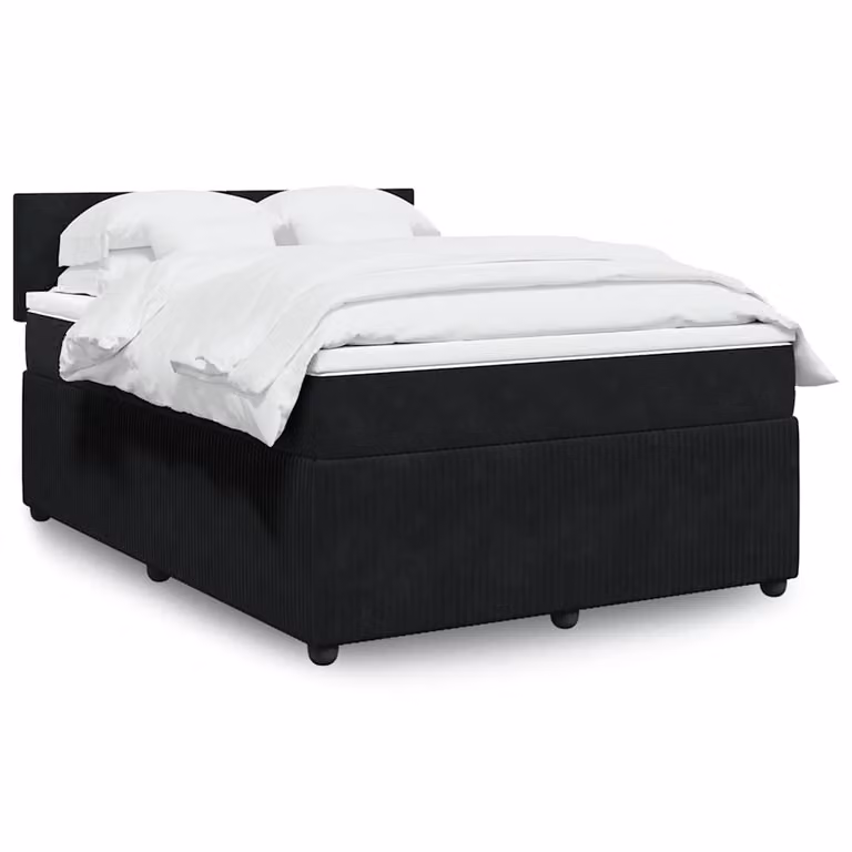 vidaXL Giroletto a Molle con Materasso in Velluto Nero L: 140 cm, P: 190 cm