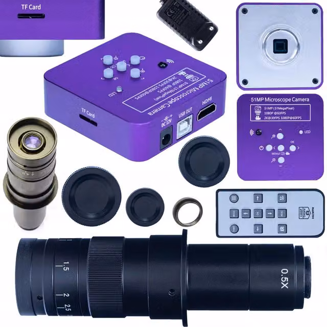 Set Microscopico Puppis Pink Pro 2 in 1 con Camera Panasonic 51MP HDMI e USB e Obiettivo 180x, Colore Rosa e Viola – 1