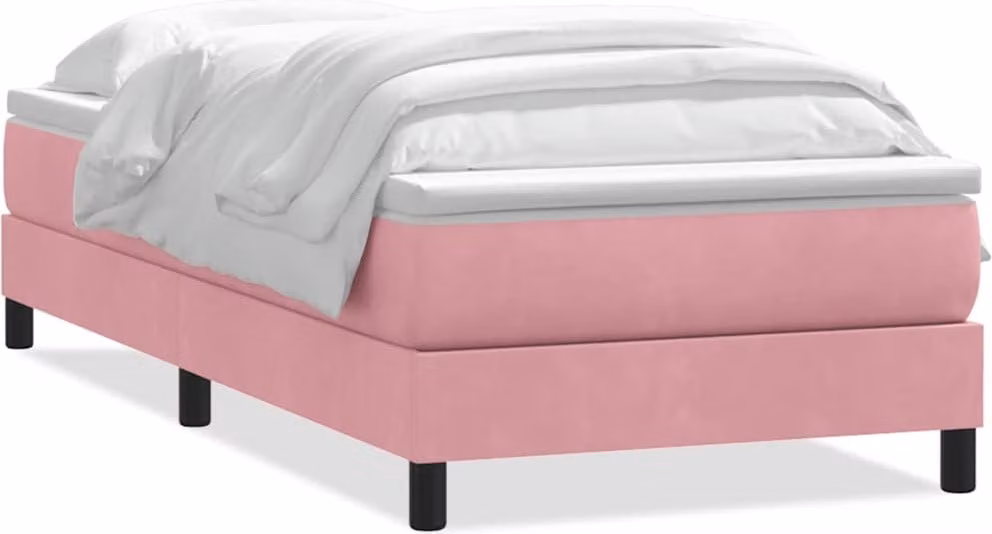 Giroletto a Molle con Materasso Rosa 80x220 cm Velluto