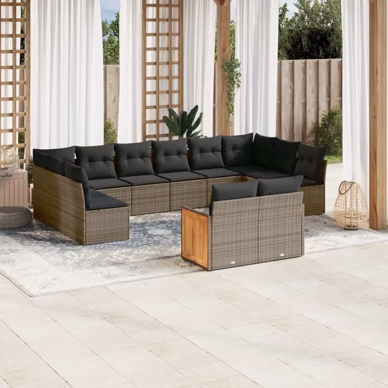 Maison Exclusive - Set divani da giardino 12 pezzi con cuscini grigio polyrattan