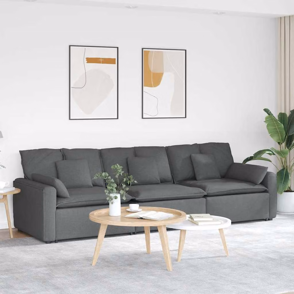 vidaXL Divano Modulare Grigio con Cuscini e Struttura in Metallo e Legno