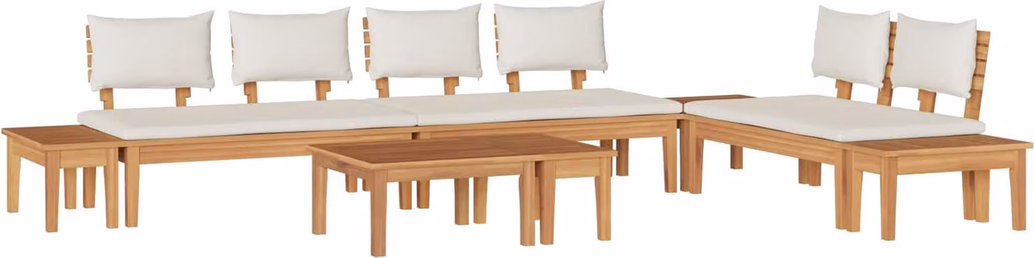 Set Divano da Giardino 5 pcs Marrone e Crema