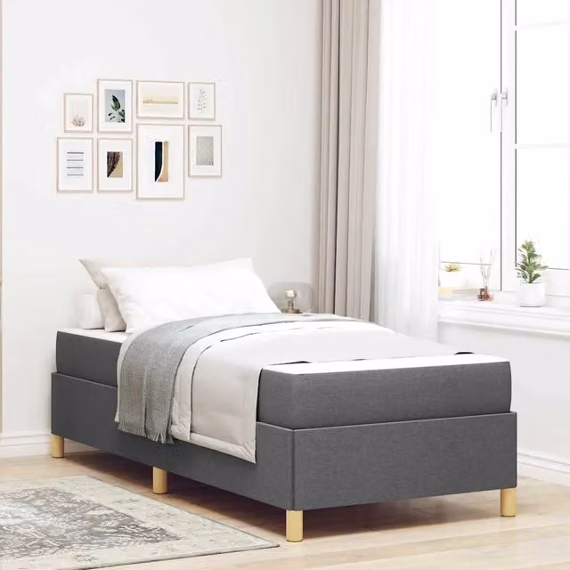 Struttura letto imbottita vidaXL in tessuto grigio con legno, L 100 x P 200 x H 203 cm – 1