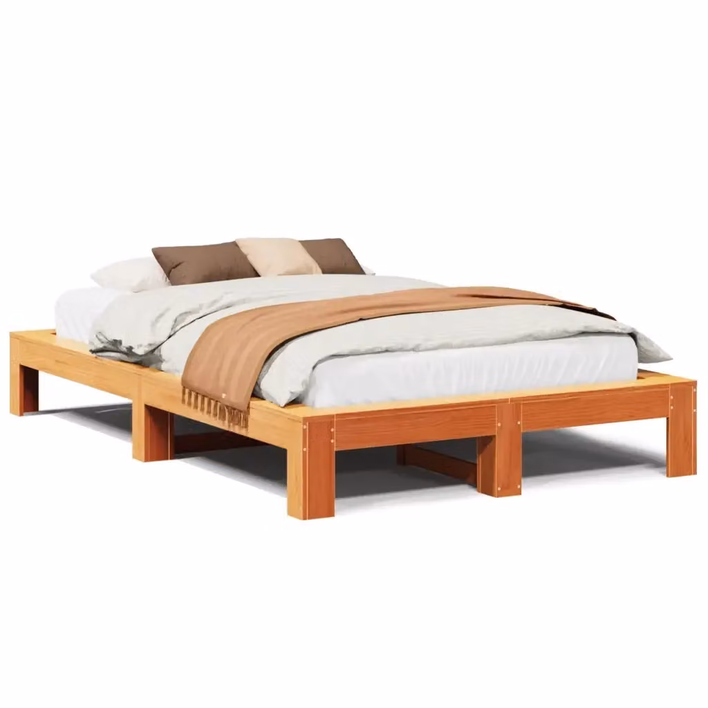 Letto in legno di pino vidaXL Marrone Cera con doghe fisse L/P/H: 200 x 120 x 31,5 cm – 2