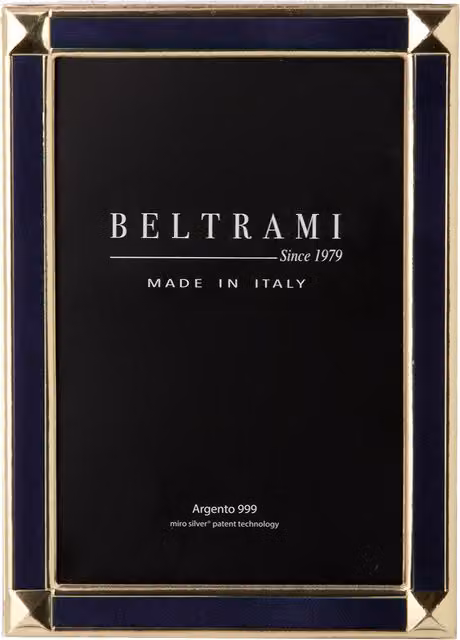 Cornice Beltrami moderna in metallo blu zaffiro, oro e argento per foto 10x15 cm
