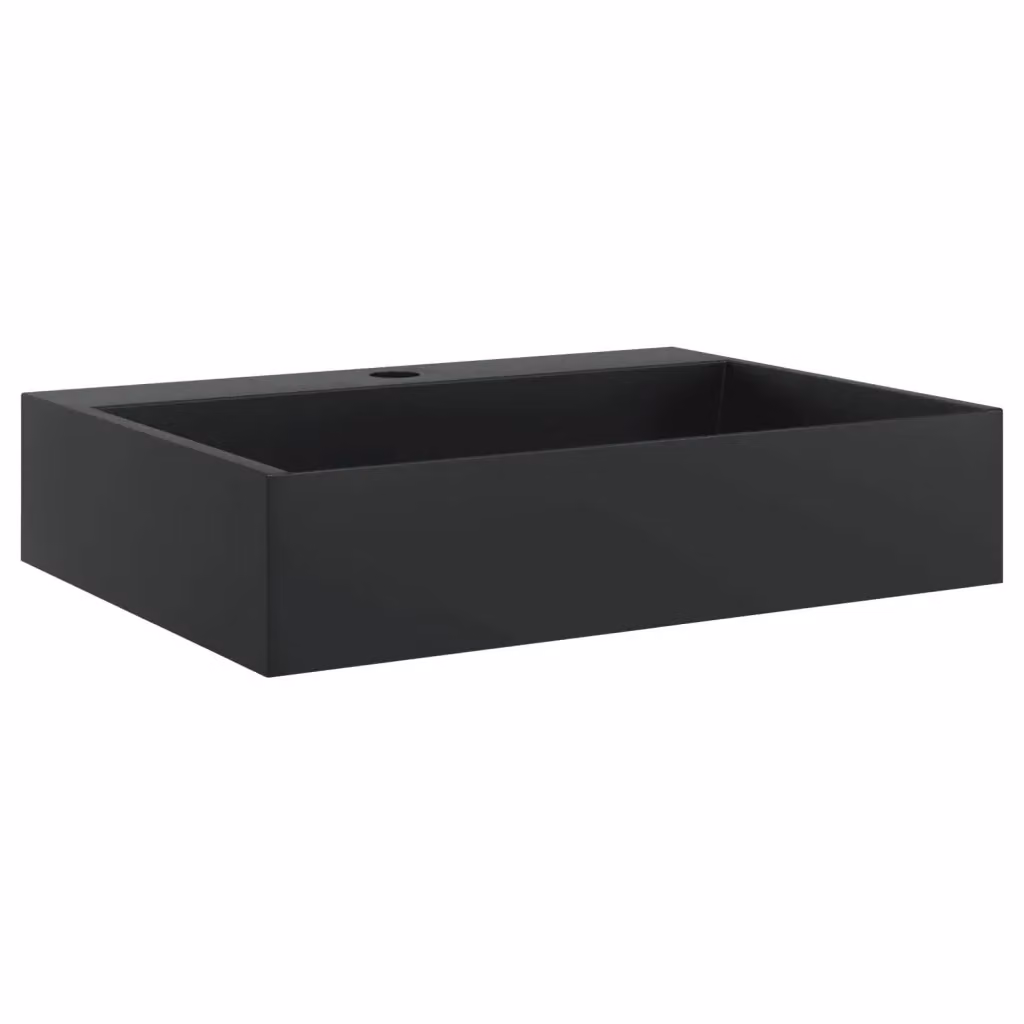 Lavandino da appoggio rettangolare vidaXL in marmo e minerale nero opaco L/P/H: 50 x 38 x 11 cm – 2