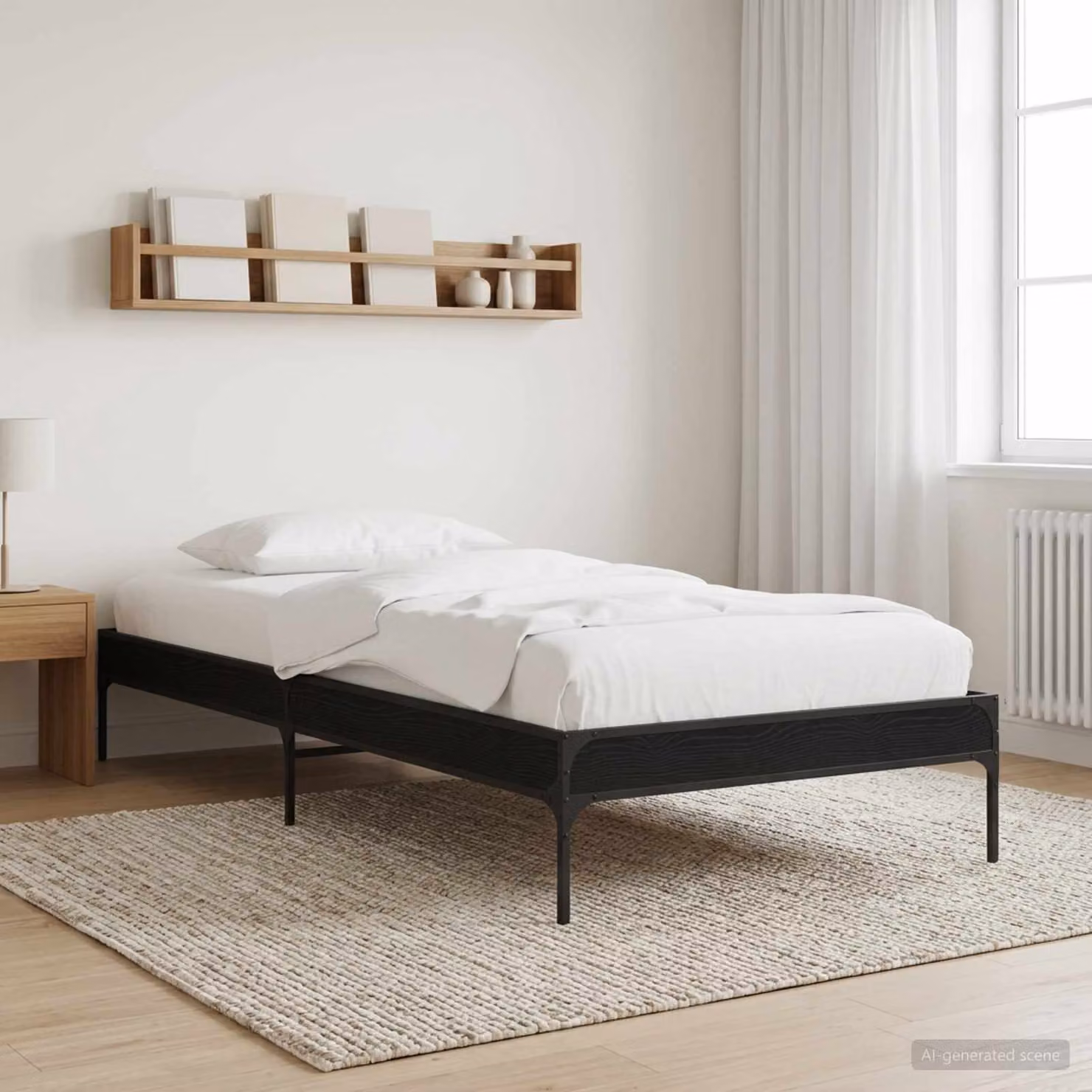 Struttura del letto moderna vidaXL in legno nero con doghe fisse L/P/H: 200 x 80 x 83 cm