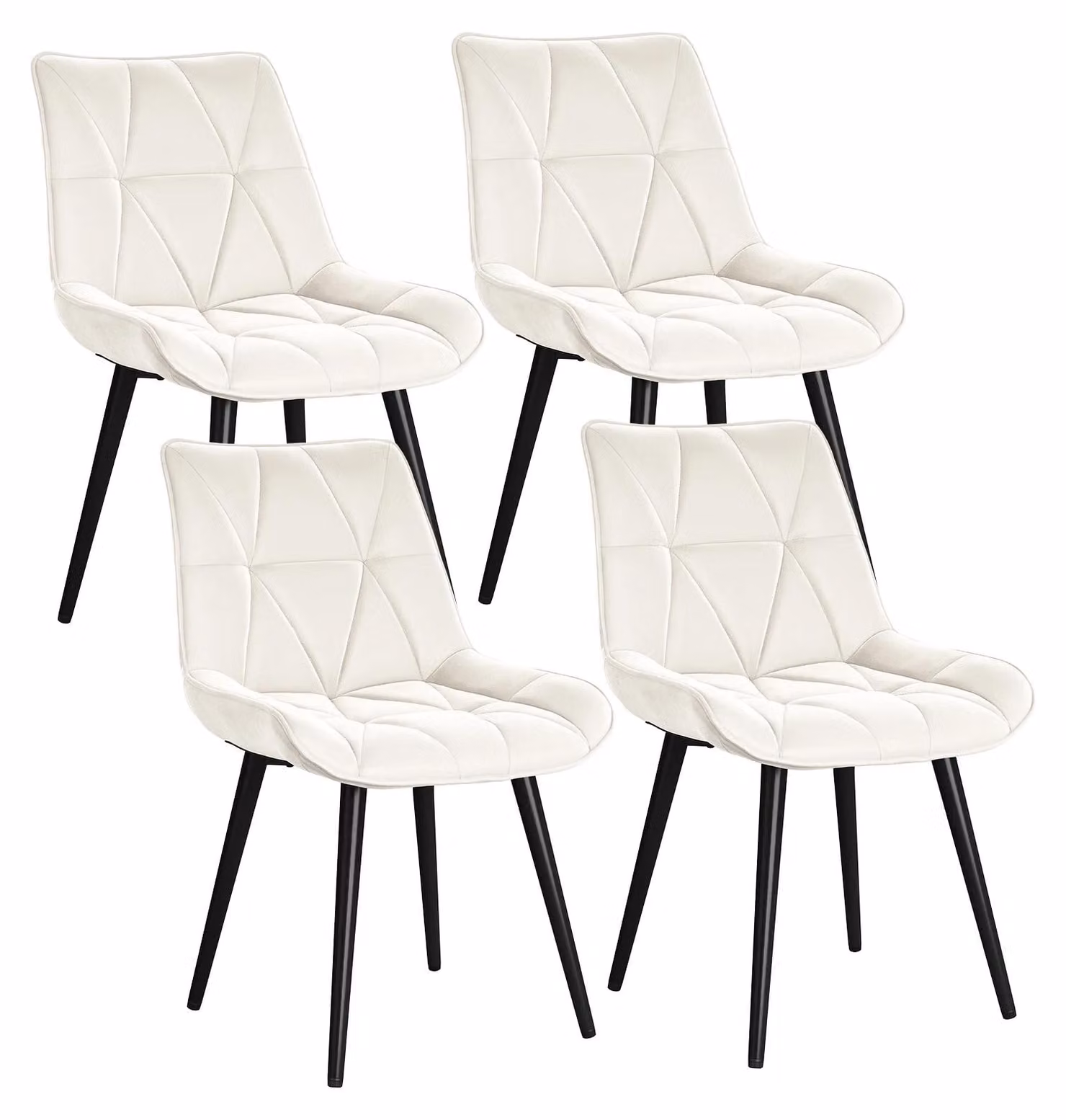 Sedie da pranzo - Set da 4 - Ecopelle - Imbottite - Gambe in metallo - Capacità di carico massima: 200 kg - Colore: beige