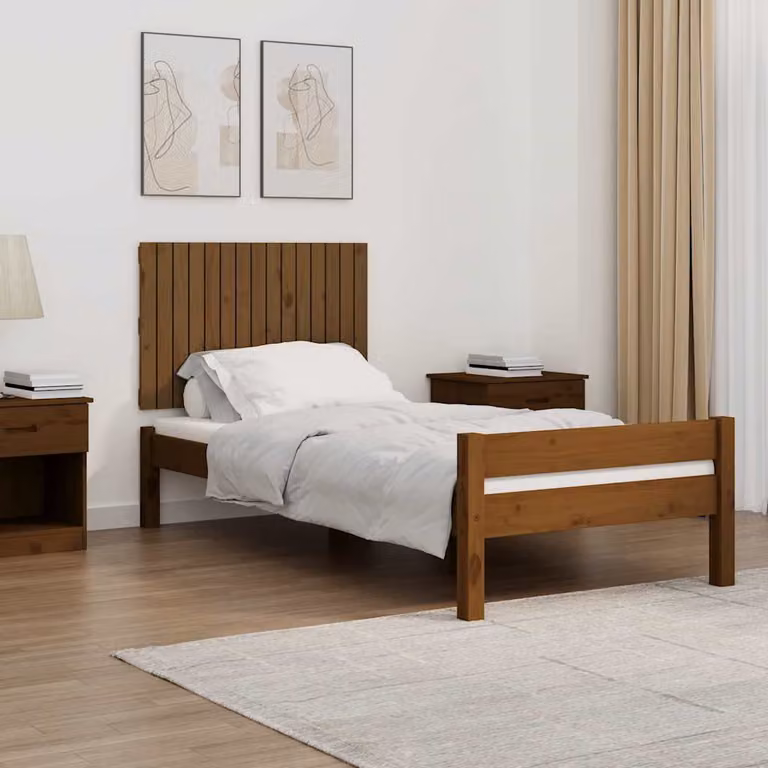 Testiera da parete vidaXL in legno massello di pino, colore marrone, L 95,5 x P 3 x H 60 cm