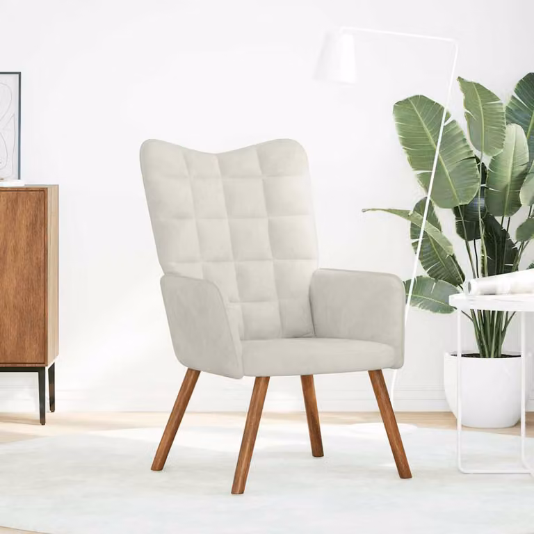 vidaXL Sedia Relax Crema in Velluto