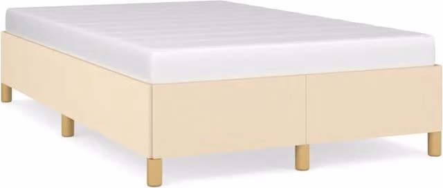 Letto matrimoniale moderno imbottito in tessuto beige con struttura a doghe L/P/H: 120 x 200 x 35 cm