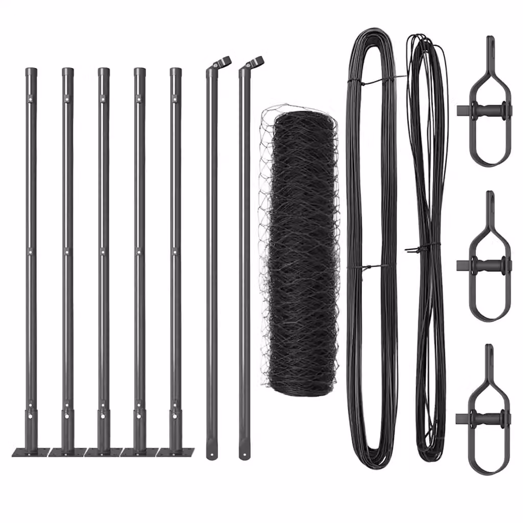 Recinzione esagonale vidaXL in acciaio rivestito in PVC grigia con base in cemento L: 10 m, H: 0,5 m – 2