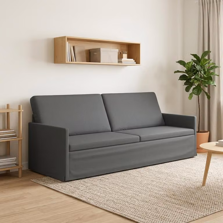 vidaXL Divano a 3 posti Grigio Scuro 220 x 81 x 82 cm Tessuto