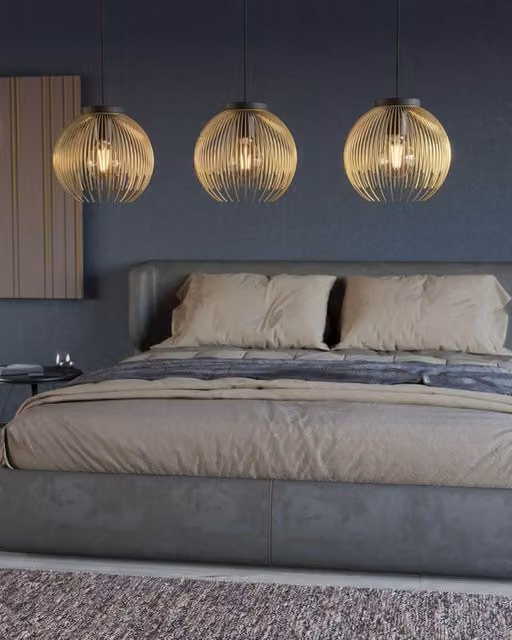 Lampadario a sospensione Eglo Venezuela in metallo nero e oro con 3 luci E27 per soggiorno e sala da pranzo – 2