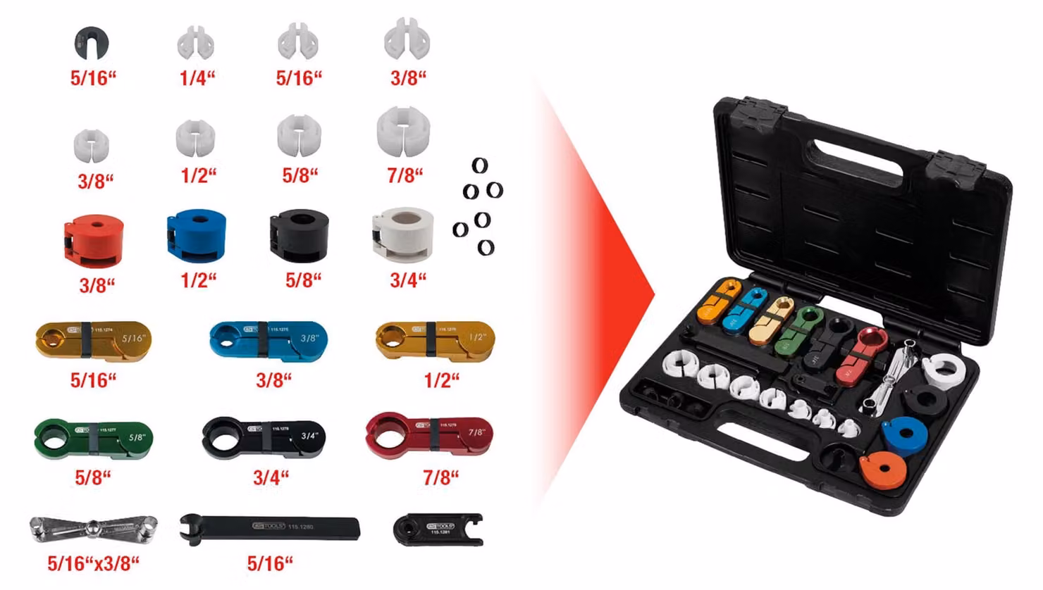 KS TOOLS Set per lo sgancio dei connettori dei cavi 22 pezzi - 115.1260