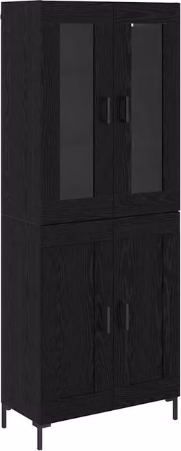 Credenza 2 pz | Madia | Buffet da pranzo | Armadio da pranzo Rovere Nero Legno multistrato