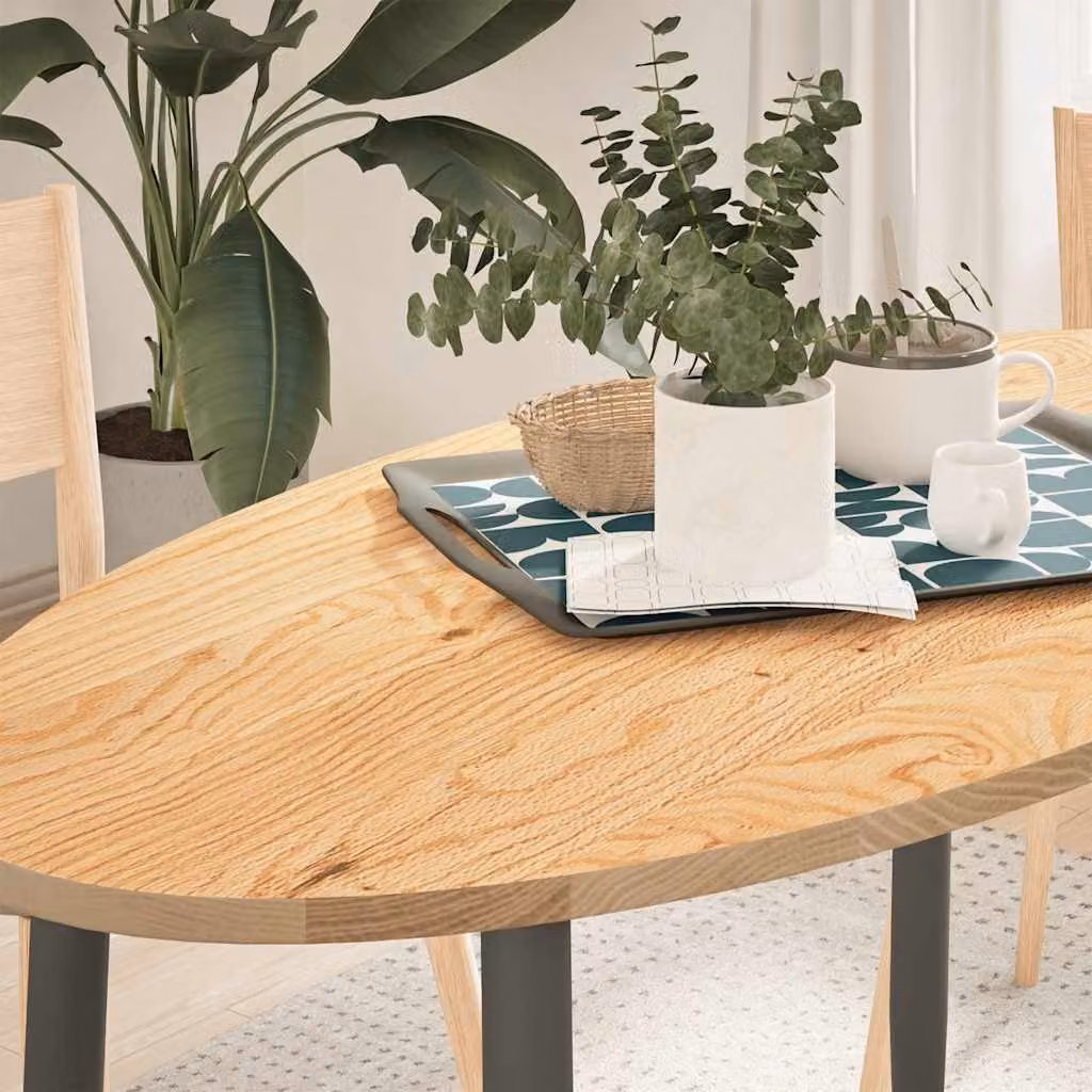 Piano per tavolo ovale in rovere massello vidaXL, colore marrone, L 120 cm x P 60 cm x H 2 cm