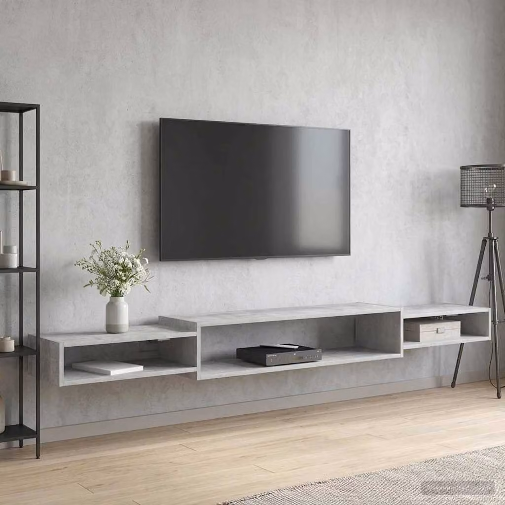 Mobile TV da parete vidaXL in stile moderno, Grigio Cemento, L 220 x P 28 x H 21 cm