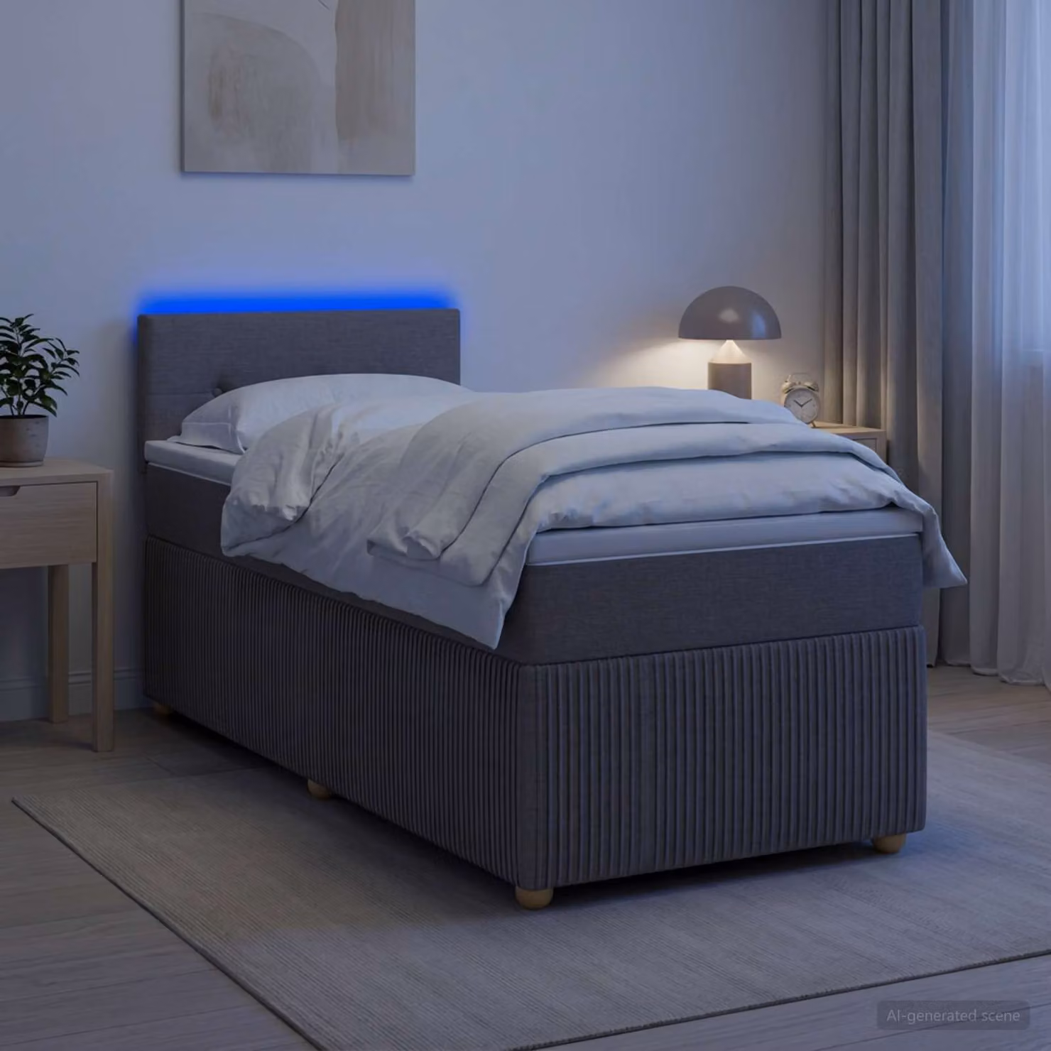 Letto box spring con materasso ibrido vidaXL in tessuto beige e grigio L/P: 200 x 80 cm