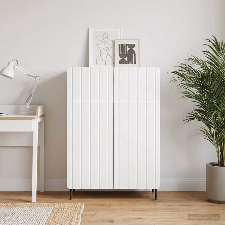 Credenza moderna vidaXL in legno ingegnerizzato bianco e nero L/P/H: 66 x 34,5 x 92 cm