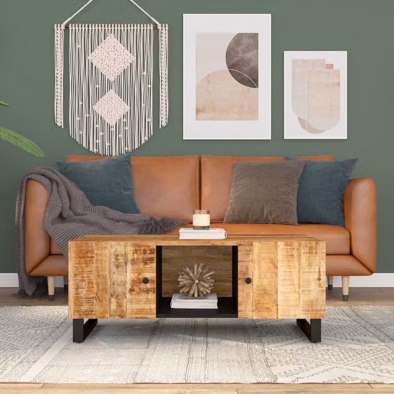Maison Exclusive - Tavolino da caffè, dimensioni 100x54x40 cm, in legno massello di mango e materiale composito in legno