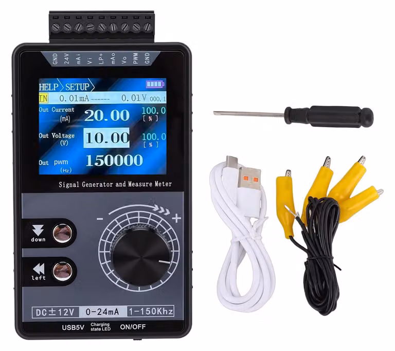 Generatore di segnali 4-20 mA, 0–12 V, PWM 1–150 kHz, multifunzione